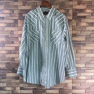 Mens Vintage Plains Western Wear Big Man’s 3X Polyester Pearl Snap Button Down